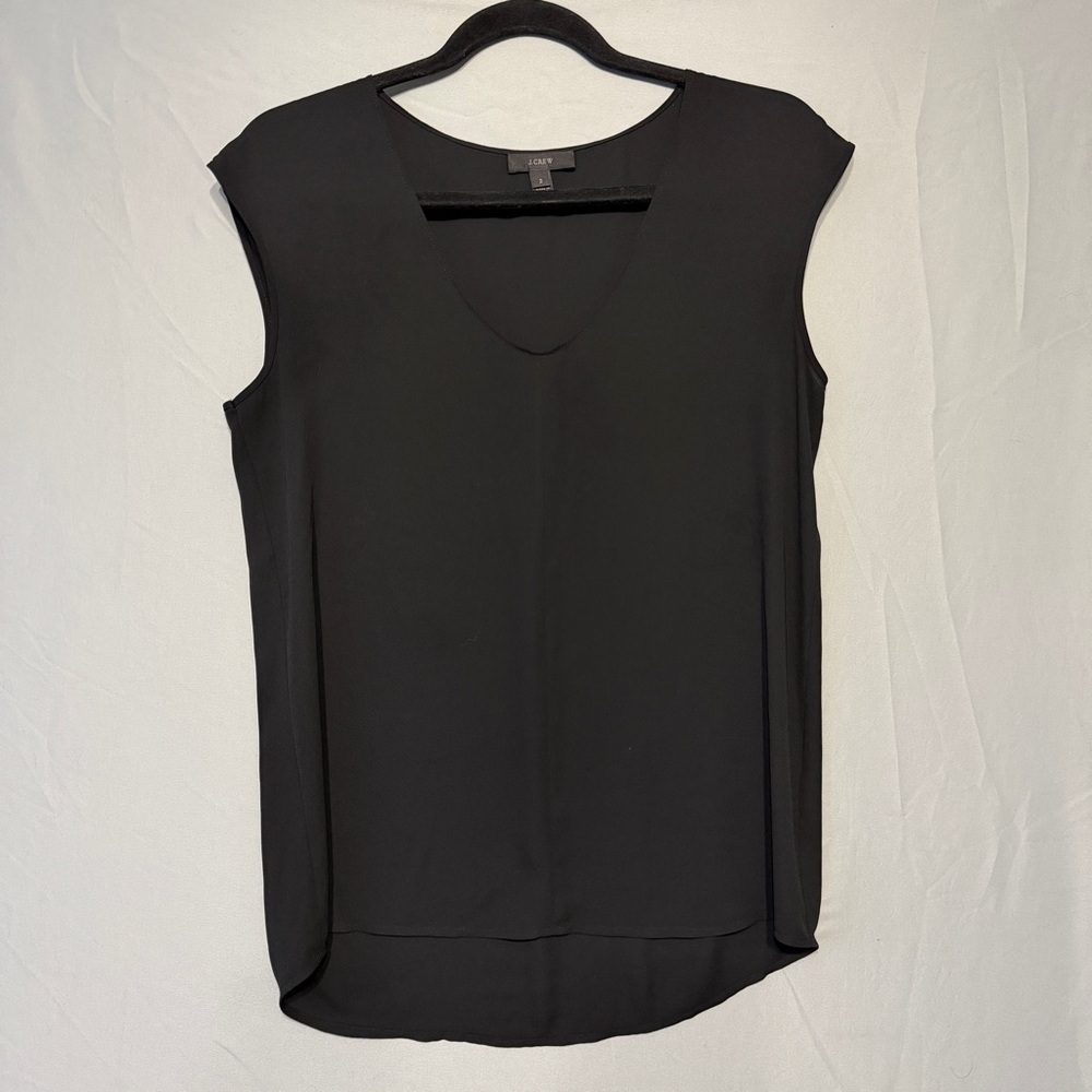 J Crew Womens Sleeveless V Neck Top Size 2 Black Office Capsule Normcore Career
